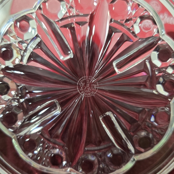 Baccarat Rosace Clear Crystal Glass Wine Bottle Decanter Coaster 5" w/ Box VTG - Picture 9 of 15